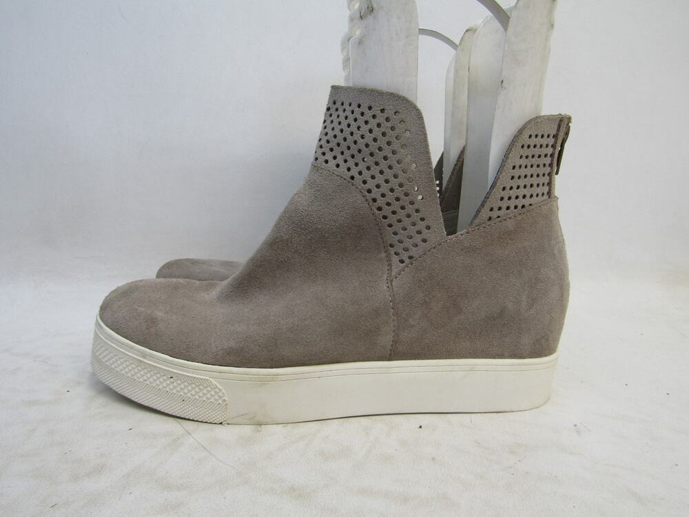 STEVE MADDEN Womens Size 8.5 M Gray Suede Hidden Wedge Zip Ankle Fashion Boots